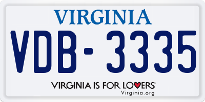 VA license plate VDB3335