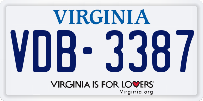 VA license plate VDB3387