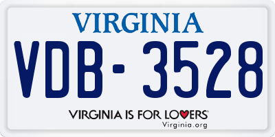 VA license plate VDB3528