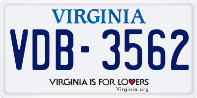 VA license plate VDB3562