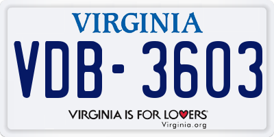 VA license plate VDB3603