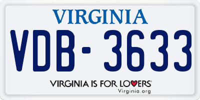VA license plate VDB3633