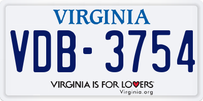 VA license plate VDB3754