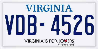 VA license plate VDB4526