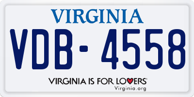 VA license plate VDB4558