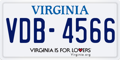 VA license plate VDB4566