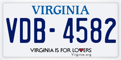 VA license plate VDB4582