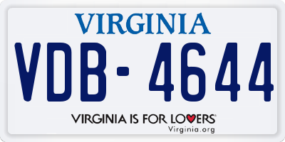 VA license plate VDB4644