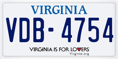 VA license plate VDB4754