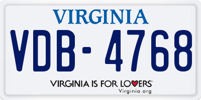 VA license plate VDB4768