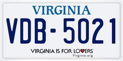 VA license plate VDB5021