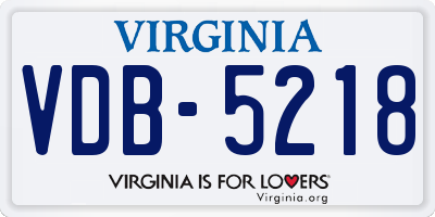 VA license plate VDB5218