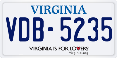 VA license plate VDB5235