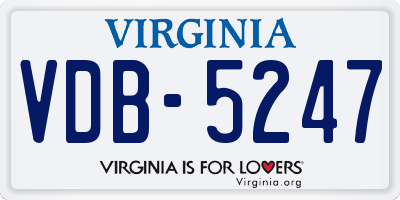 VA license plate VDB5247