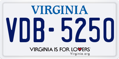 VA license plate VDB5250