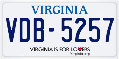 VA license plate VDB5257