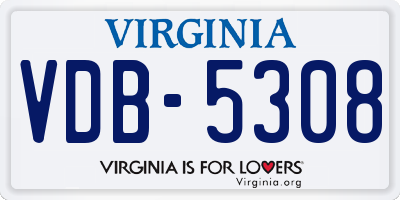 VA license plate VDB5308