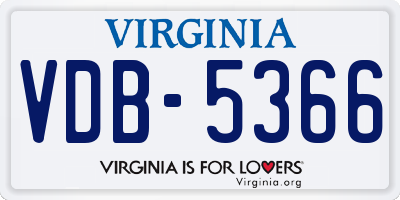 VA license plate VDB5366