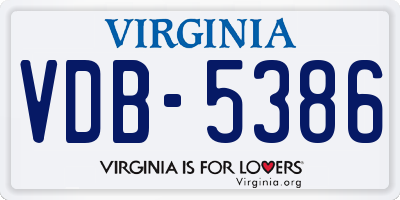 VA license plate VDB5386