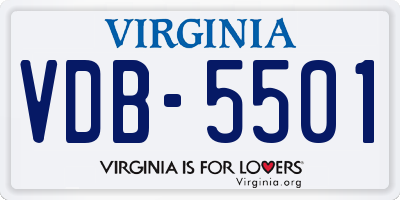 VA license plate VDB5501