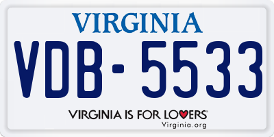 VA license plate VDB5533