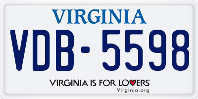 VA license plate VDB5598