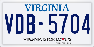 VA license plate VDB5704