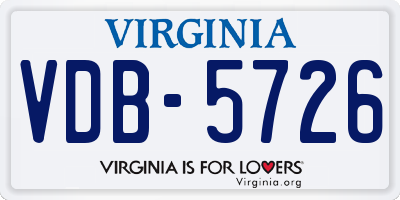 VA license plate VDB5726