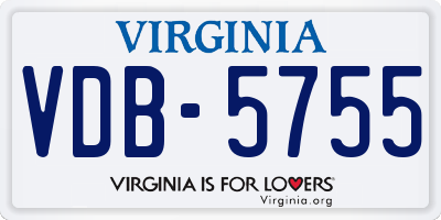 VA license plate VDB5755