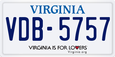 VA license plate VDB5757