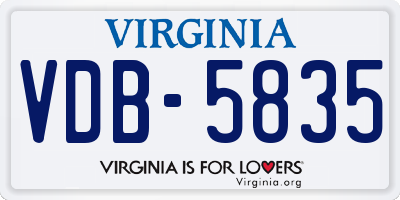 VA license plate VDB5835