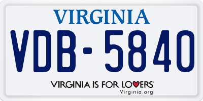 VA license plate VDB5840