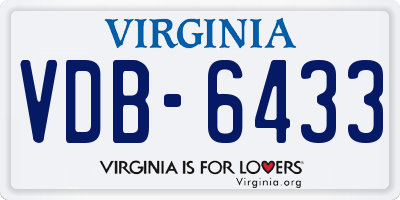 VA license plate VDB6433