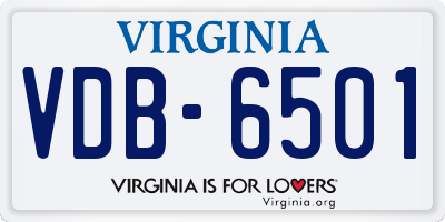 VA license plate VDB6501