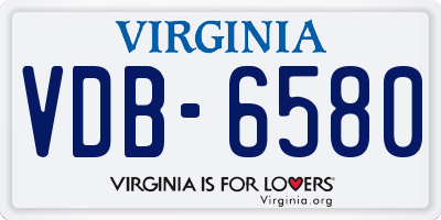 VA license plate VDB6580