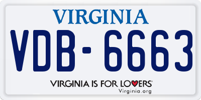 VA license plate VDB6663