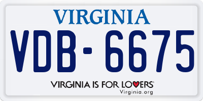 VA license plate VDB6675
