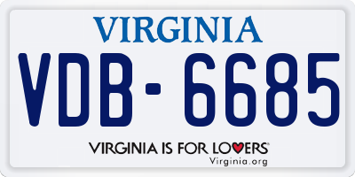 VA license plate VDB6685