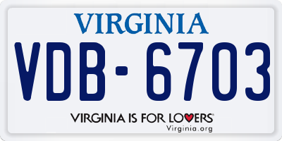 VA license plate VDB6703