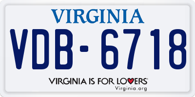 VA license plate VDB6718
