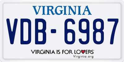 VA license plate VDB6987