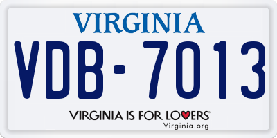 VA license plate VDB7013