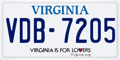 VA license plate VDB7205