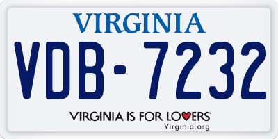 VA license plate VDB7232