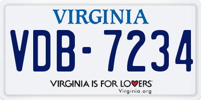 VA license plate VDB7234