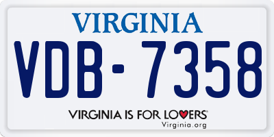 VA license plate VDB7358