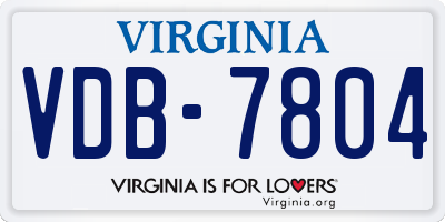 VA license plate VDB7804