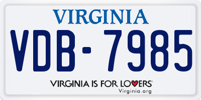 VA license plate VDB7985