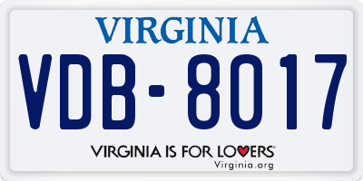 VA license plate VDB8017