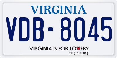 VA license plate VDB8045